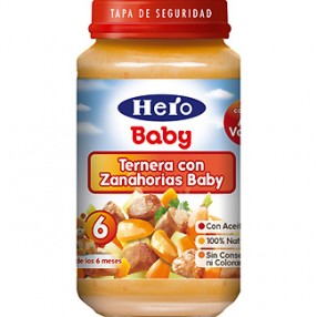 HERO BABY potito de ternera con zanahorias tarro 250 grs